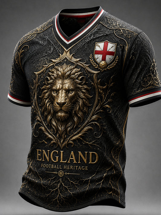Retro England Football Fan Art Print Casual Jersey