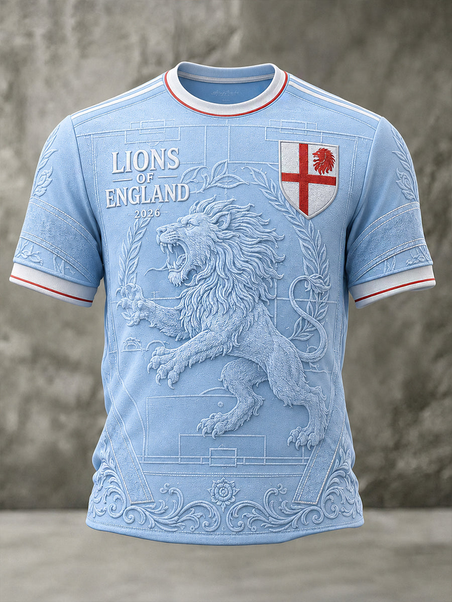 Retro England Football Fan Art Print Casual T-Shirt