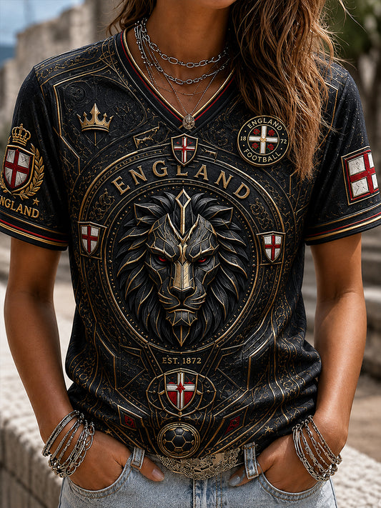 Retro England Football Fan Art Print Casual Jersey