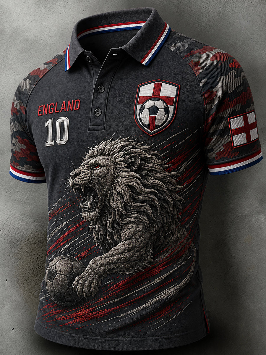Retro England Football Fan Art Print Casual Jersey
