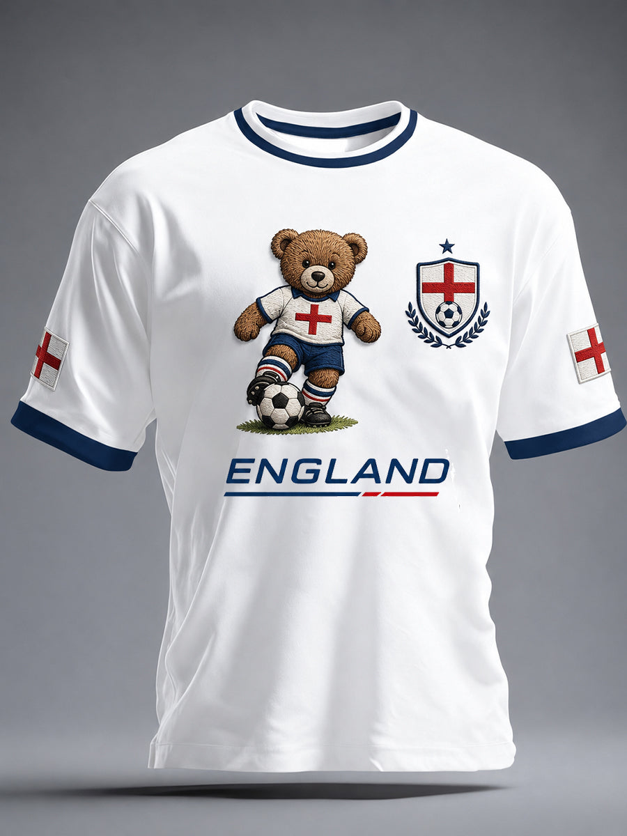 Vintage British Paddington Bear Soccer Art Print Casual T-Shirt