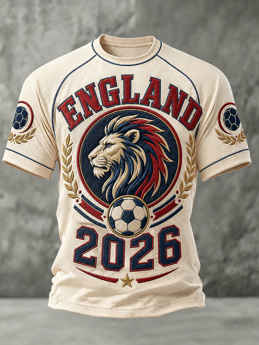 Retro England Football Fan Art Print Casual T-Shirt