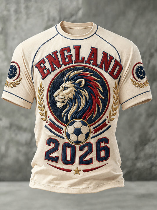 Retro England Football Fan Art Print Casual T-Shirt