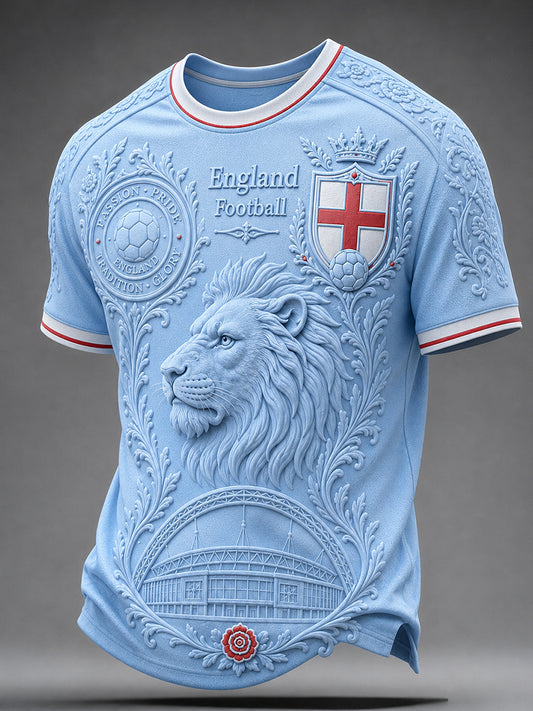 Retro England Football Fan Art Print Casual T-Shirt