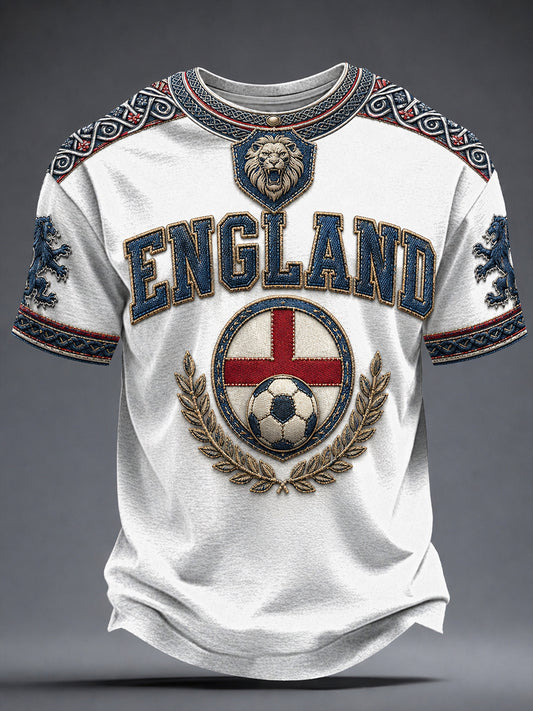 Retro England football fan art print casual jersey