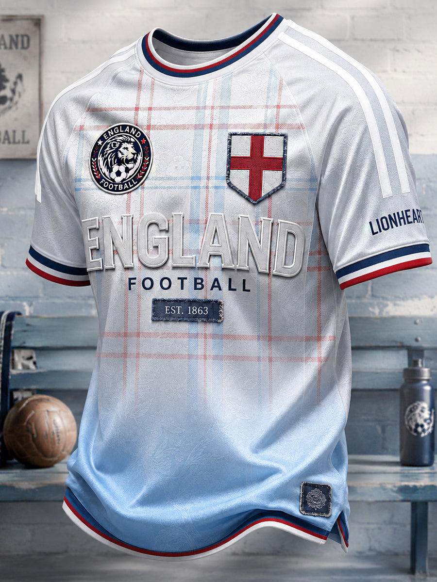 Retro England Football Fan Art Print Casual T-Shirt