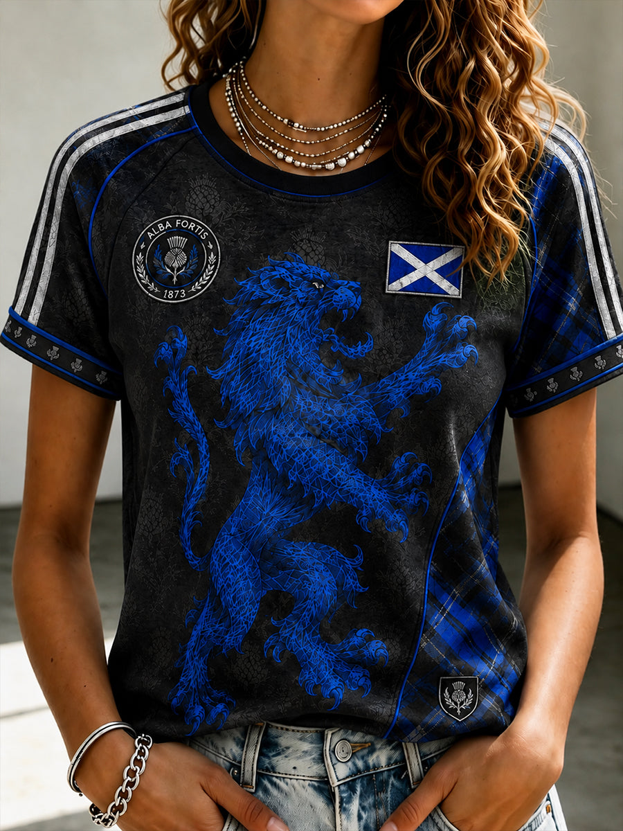 Women's Scotland Football Round Neck Short Sleeve T-shirt