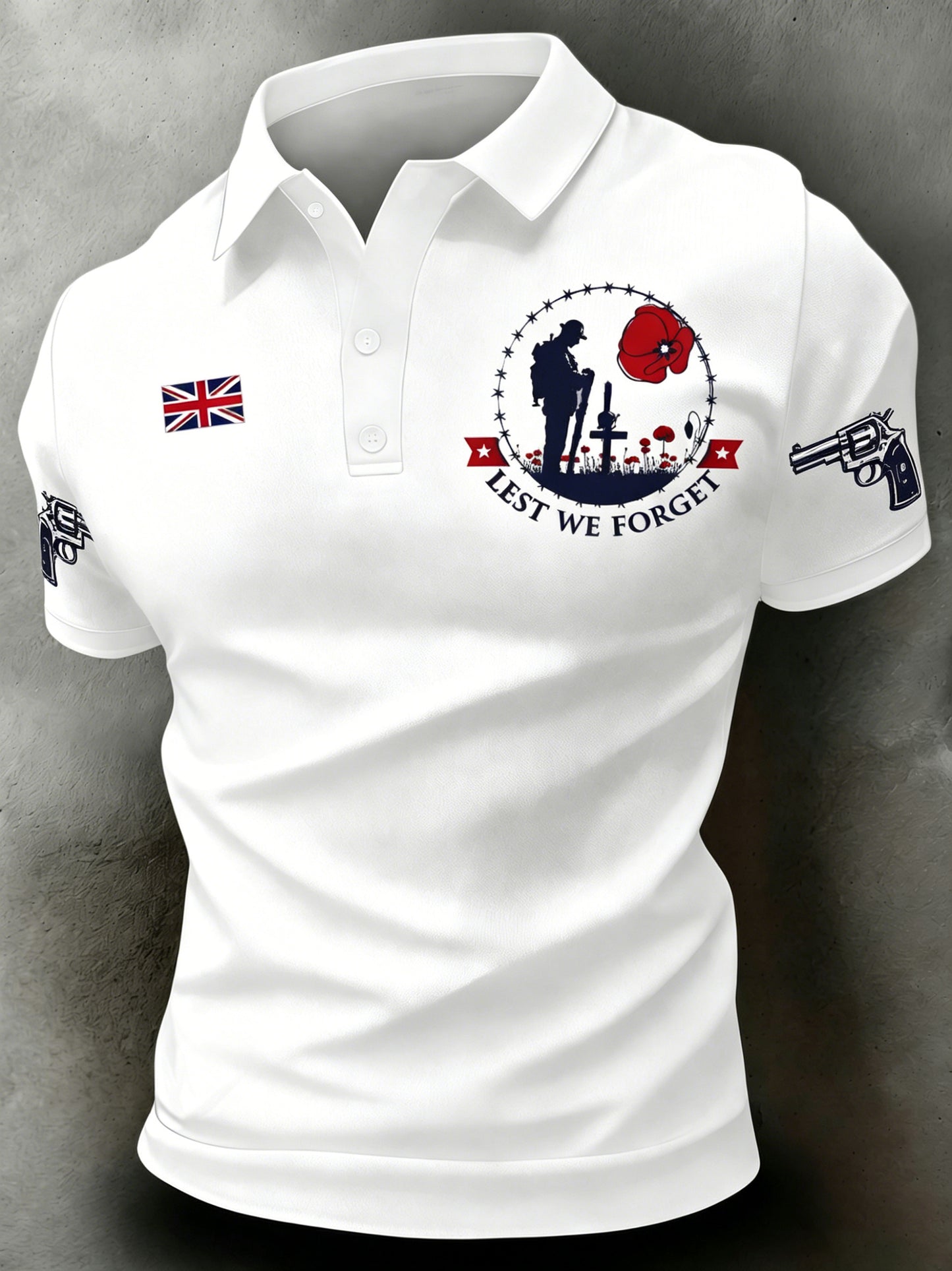 Men's British Veteran Weapon Series Art Print Polo
