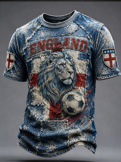Retro England football fan art print casual jersey