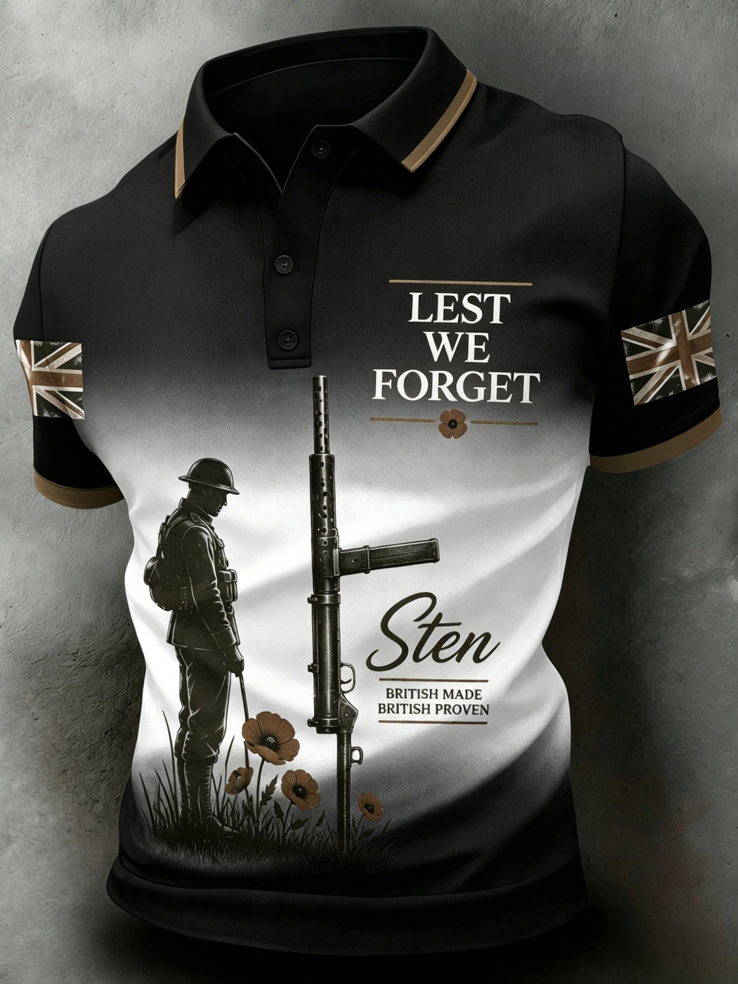 Men's British Veteran Weapon Series Art Print Polo