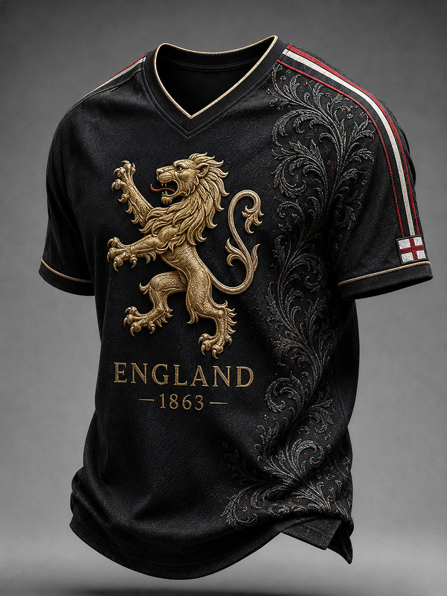 Retro England football fan art print casual jersey