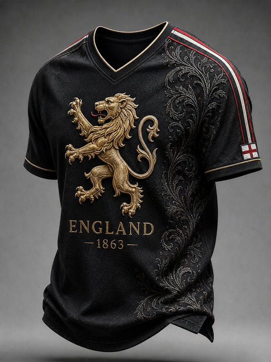 Retro England football fan art print casual jersey
