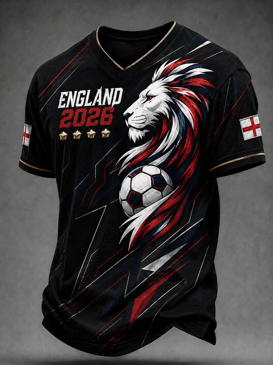 Retro England football fan art print casual jersey
