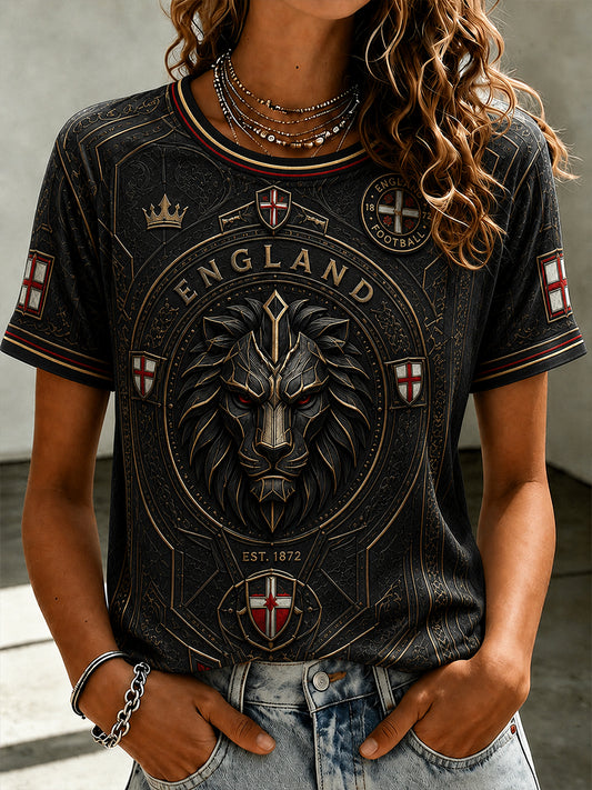 Retro England Football Fan Art Print Casual Jersey