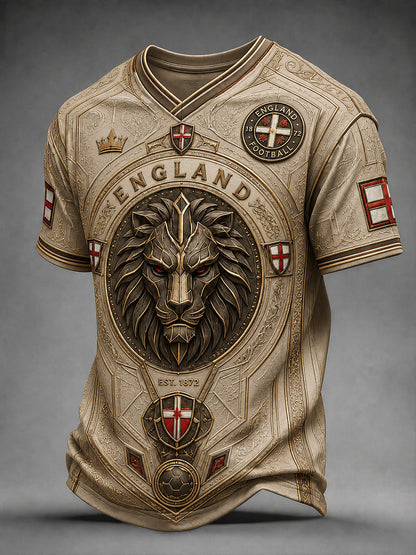 Retro England Football Fan Art Print Casual Jersey