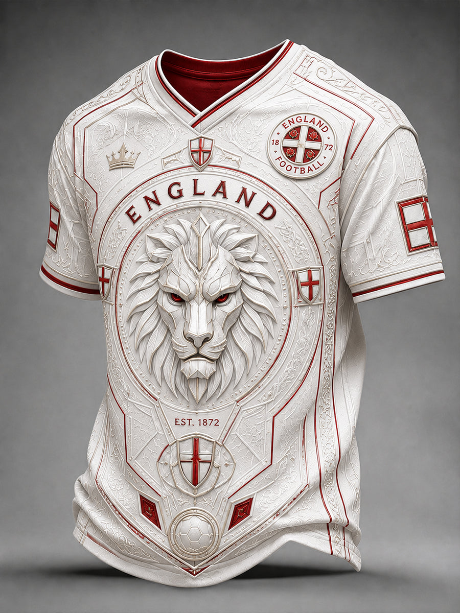 Retro England Football Fan Art Print Casual Jersey