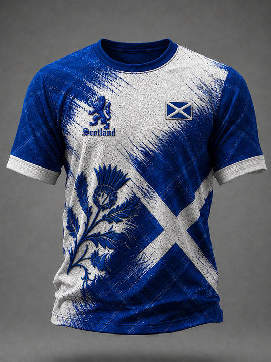 Men's Scotland Art Printed O-neck Short Sleeve T-shirt