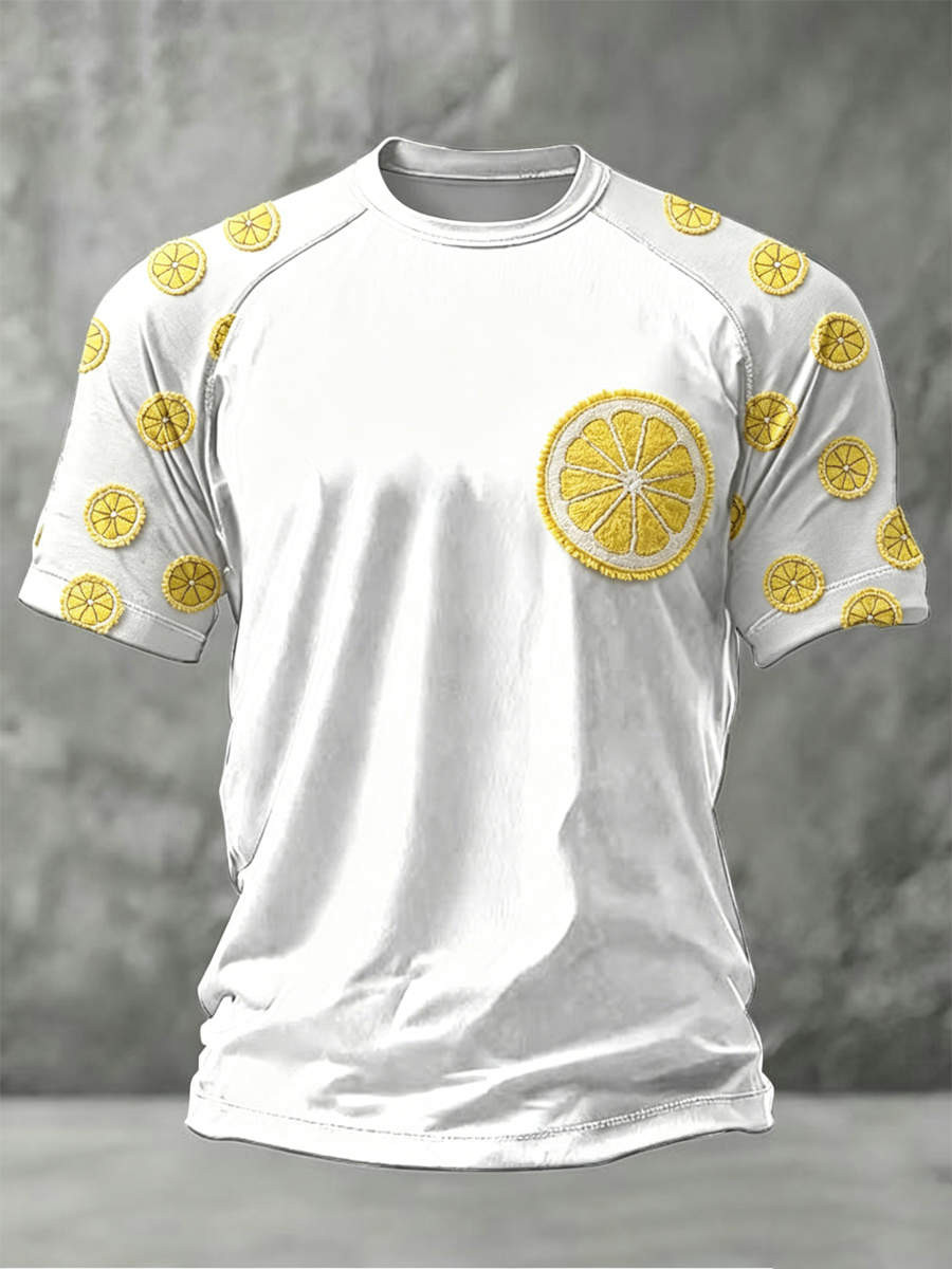 Men's Lemon Roses Music Lover Printed short sleeve t-shirt