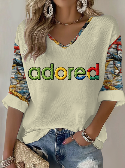 Women's Lemon Roses Music Lover Printed Waffle T-shirt
