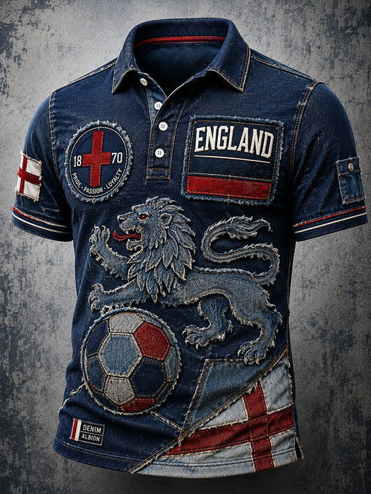 Retro England Football Fan Art Print Casual Jersey