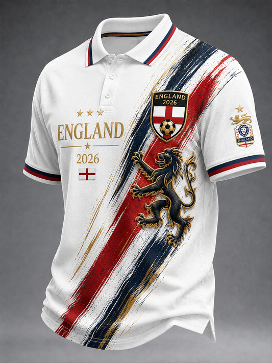 Retro England Football Fan Art Print Casual Jersey