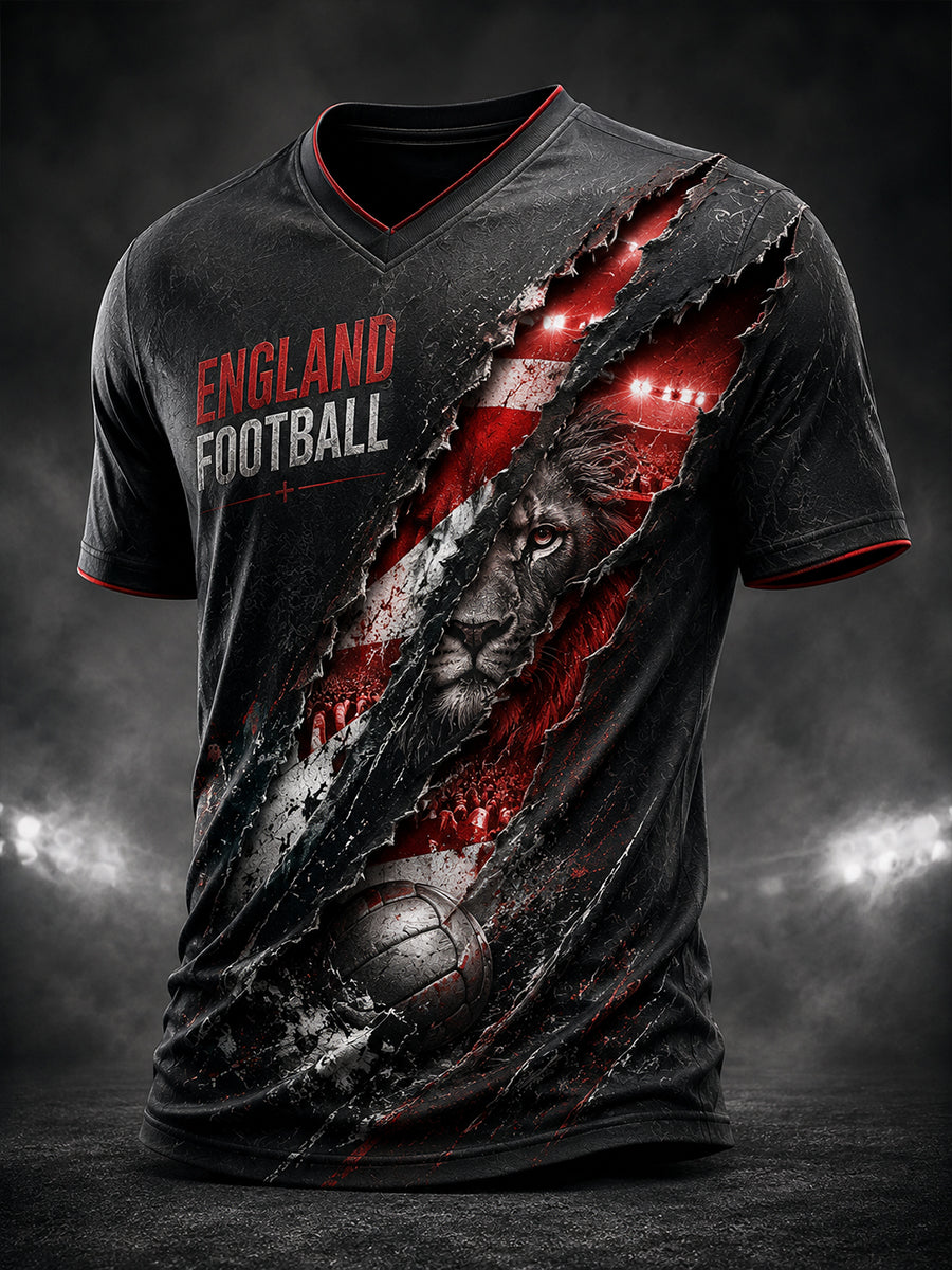 Retro England football fan art print casual jersey