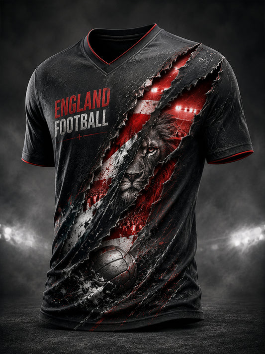 Retro England football fan art print casual jersey