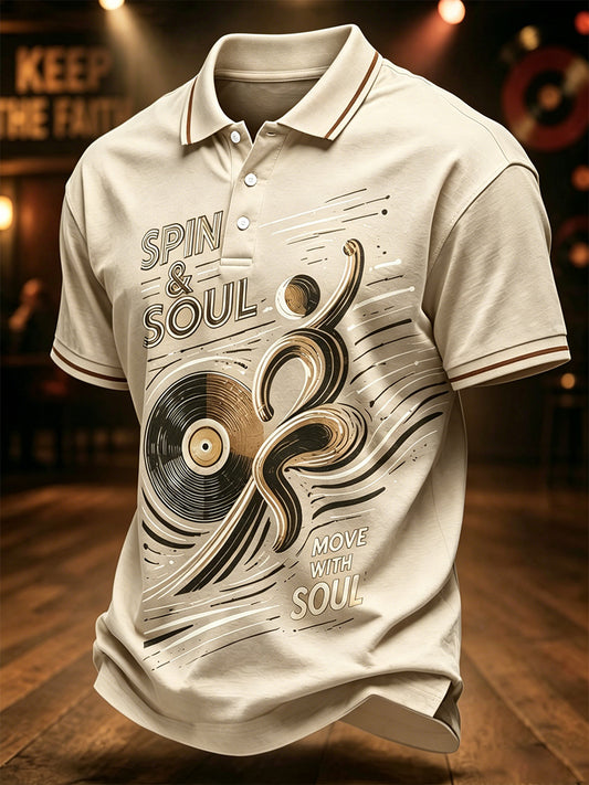 Men's Retro Northern Soul Print Casual Polo