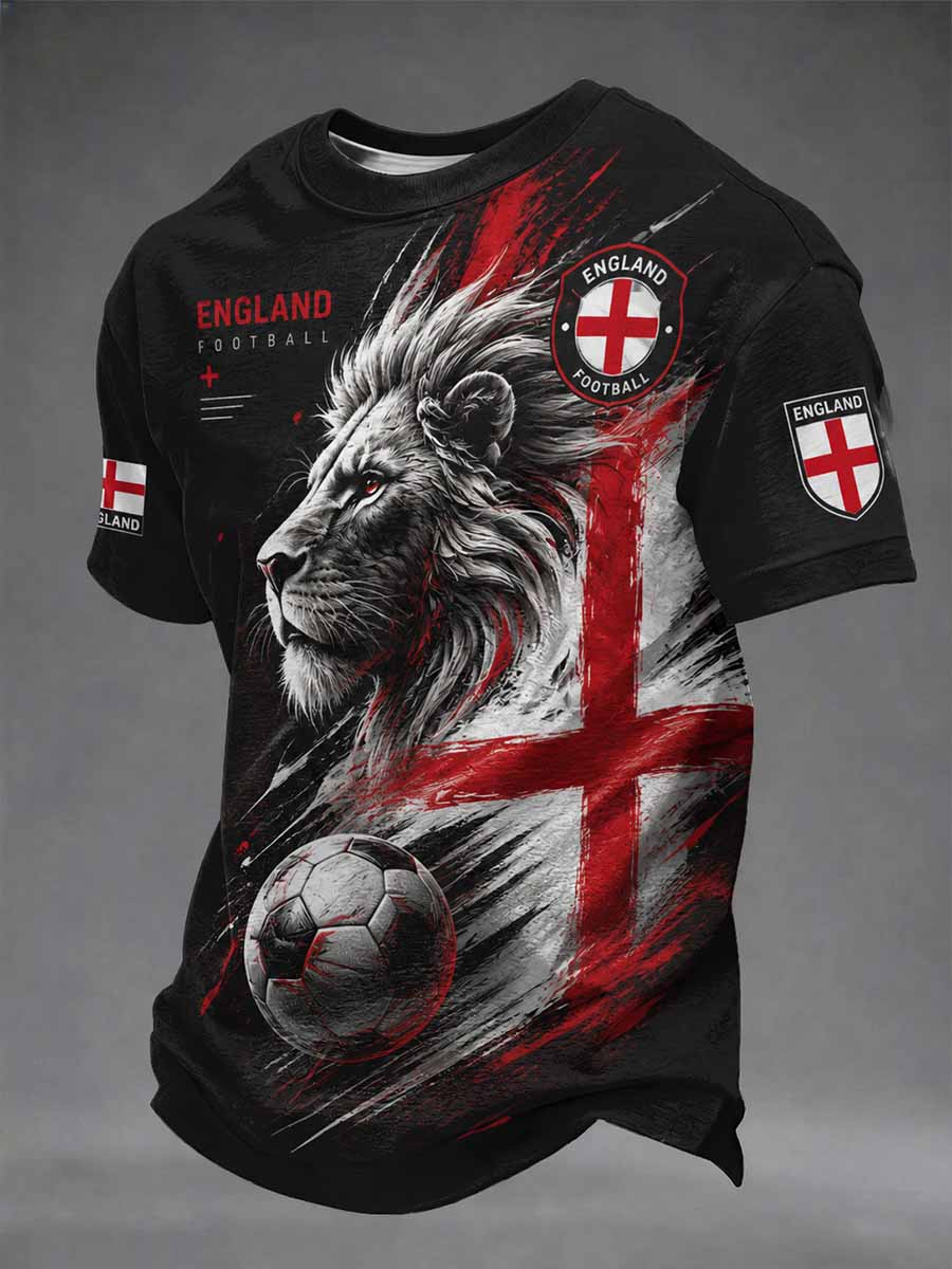 Retro England Football Fan Art Print Casual Jersey