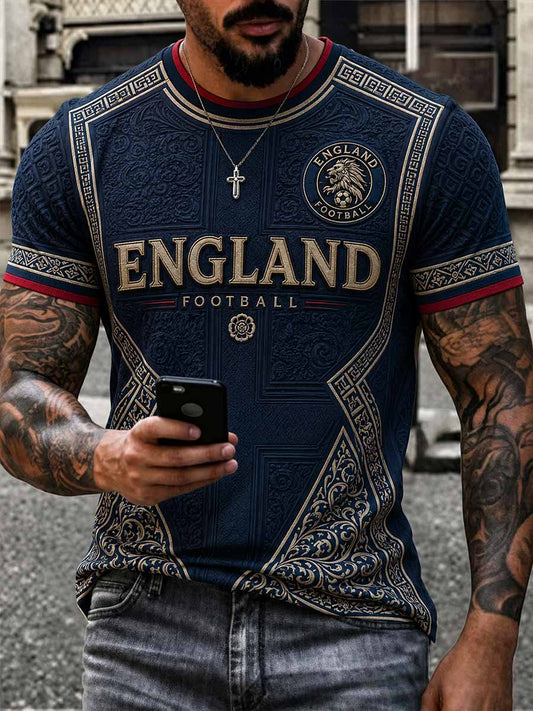 Retro England Football Fan Art Print Casual Jersey