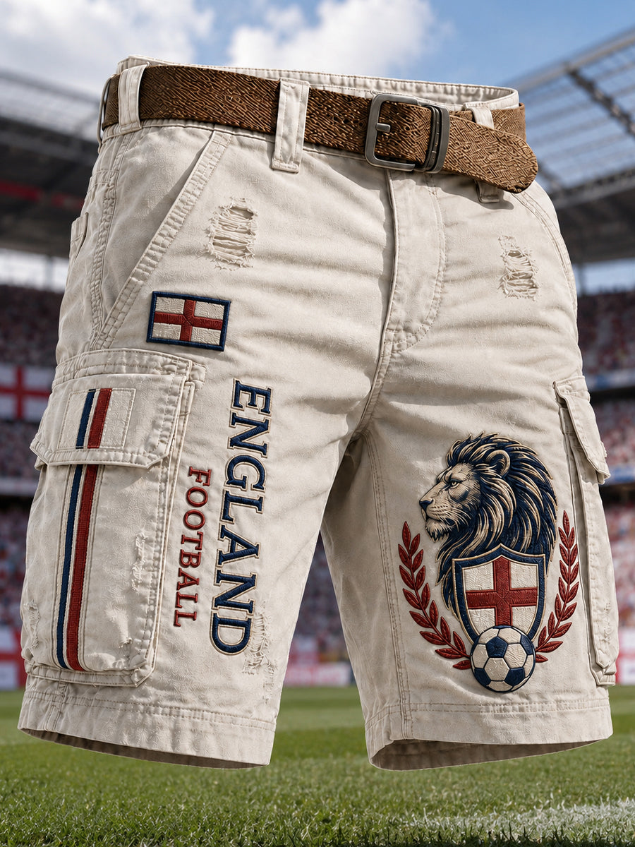 Retro England Football Fan Art Print Casual Trousers