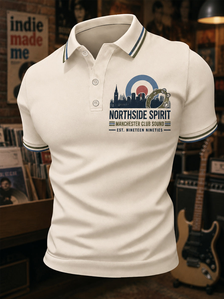 Men's Retro Rock Band Print Casual Polo