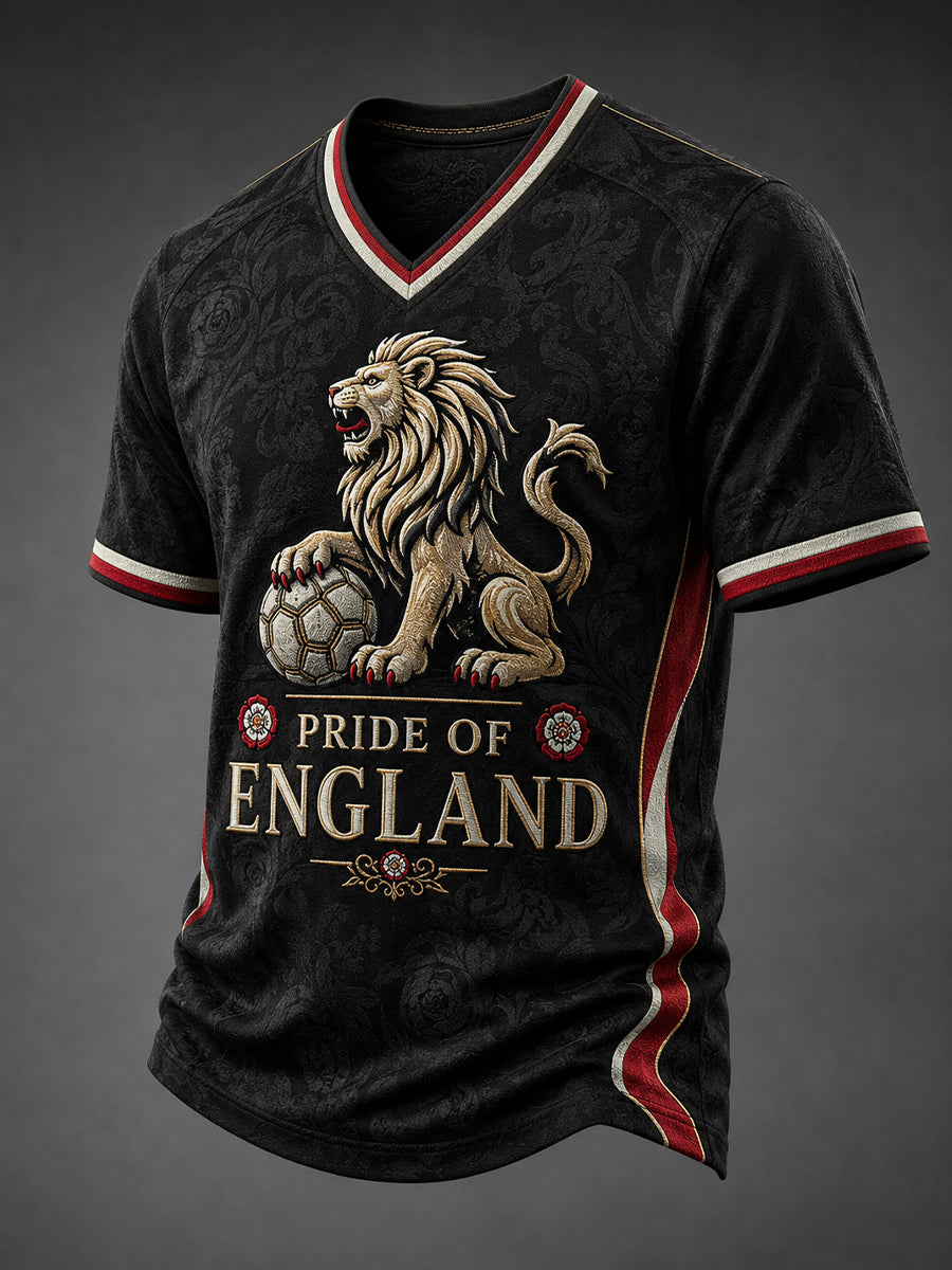 Retro England Football Fan Art Print Casual T-Shirt