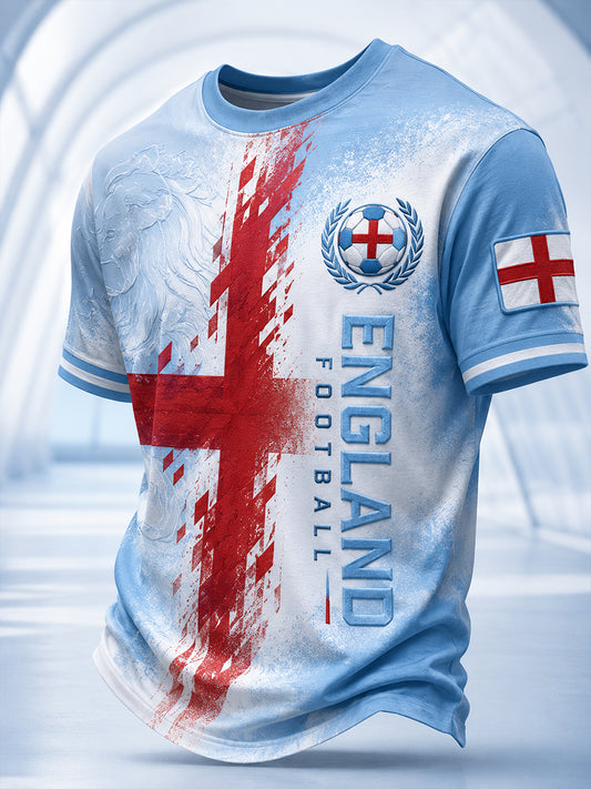 Retro England Football Fan Art Print Casual T-Shirt