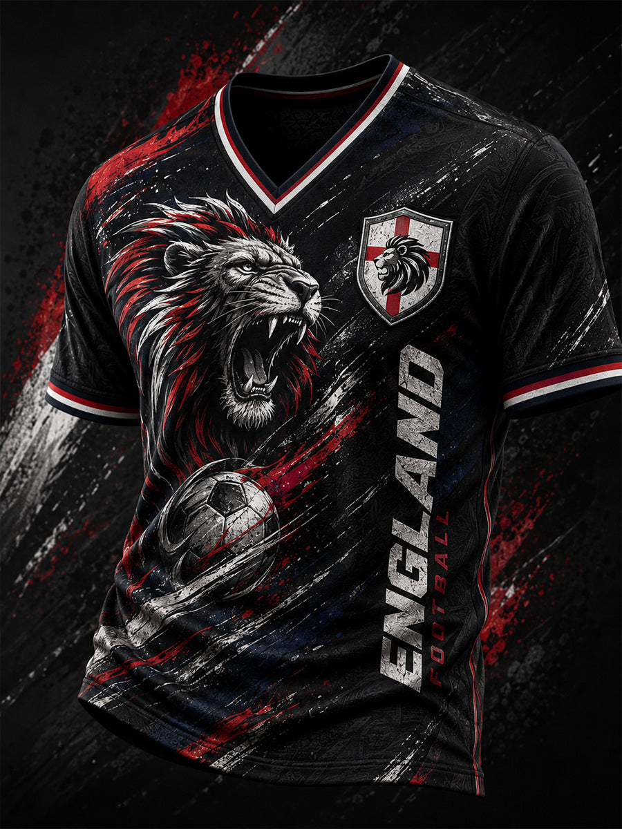 Retro England Football Fan Art Print Casual T-Shirt