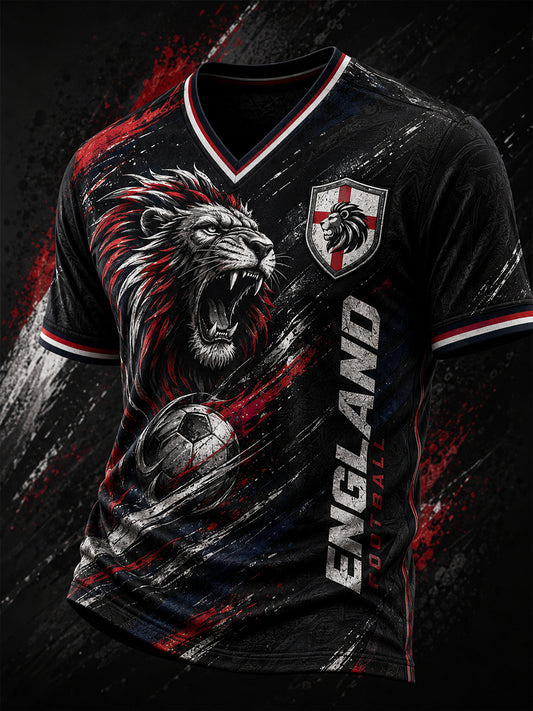 Retro England Football Fan Art Print Casual T-Shirt