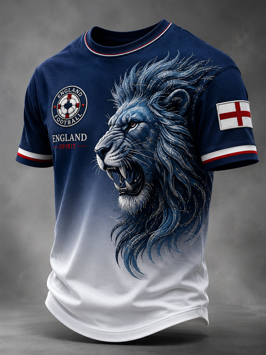 Retro England Football Fan Art Print Casual T-Shirt