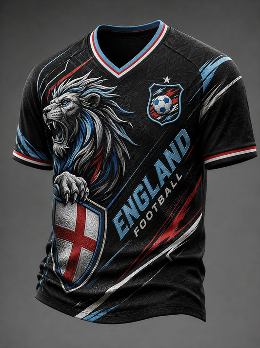 Retro England Football Fan Art Print Casual T-Shirt