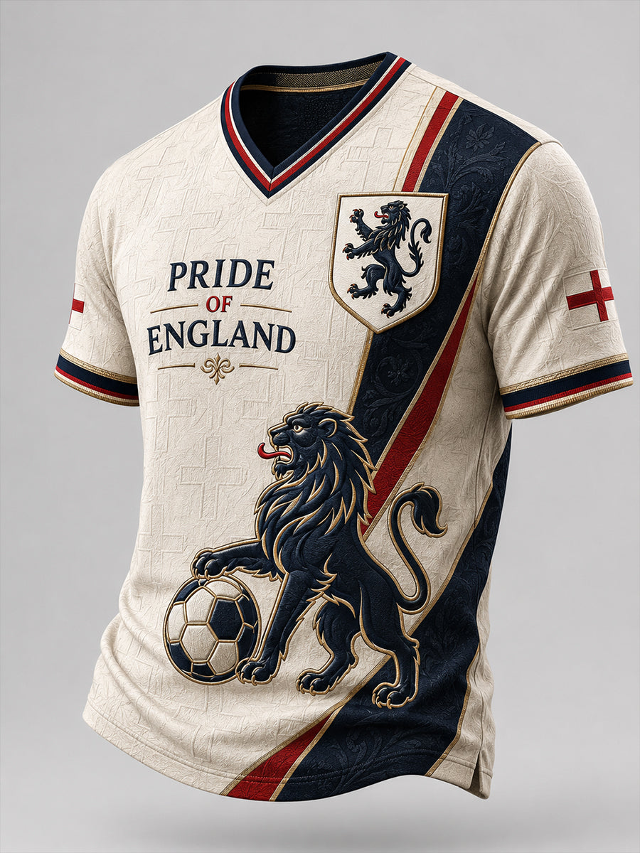 Retro England Football Fan Art Print Casual T-Shirt
