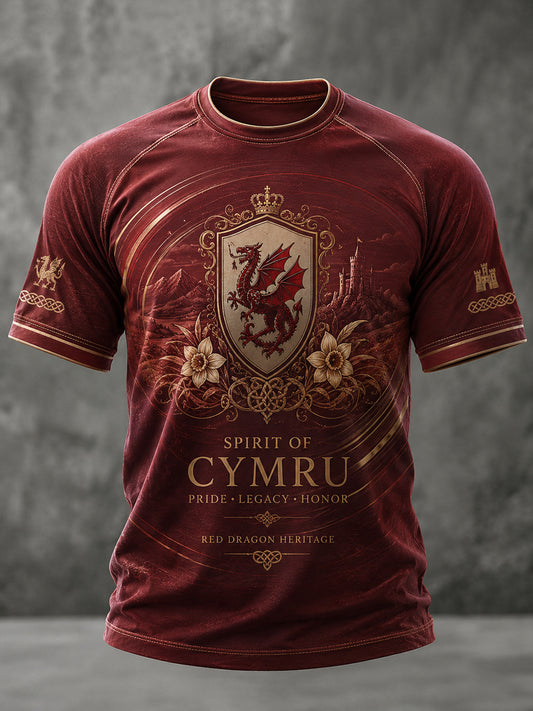 Men's Welsh Dragon Printed Casual Short Sleeves T-shirt