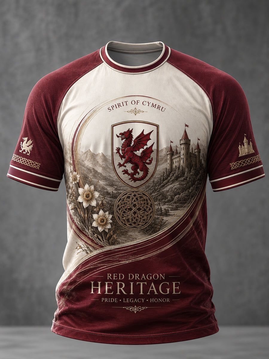 Men's Welsh Dragon Printed Casual Short Sleeves T-shirt