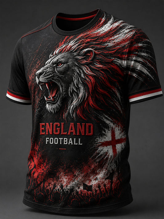 Retro England Football Fan Art Print Casual T-Shirt