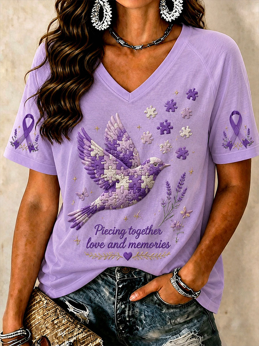 Women's "Piecing Together Love And Memories - Alzheimer's Theme" T-shirt