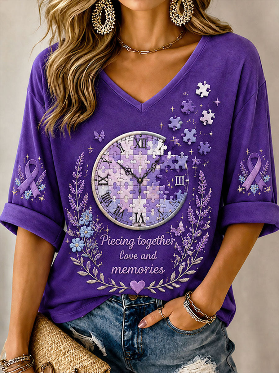 Women's "Piecing Together Love And Memories - Alzheimer's Theme" T-shirt
