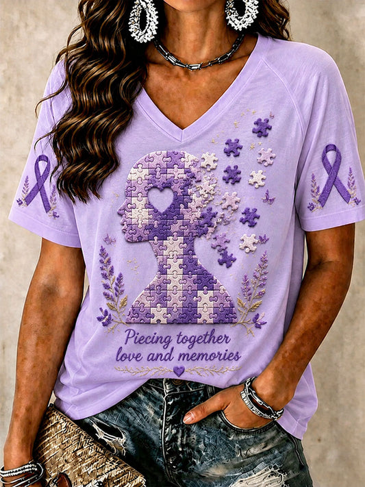 Women's "Piecing Together Love And Memories - Alzheimer's Theme" T-shirt