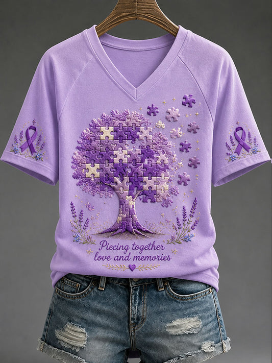 Women's "Piecing Together Love And Memories - Alzheimer's Theme" T-shirt
