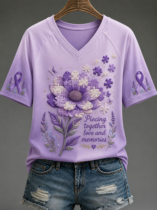 Women's "Piecing Together Love And Memories - Alzheimer's Theme" T-shirt