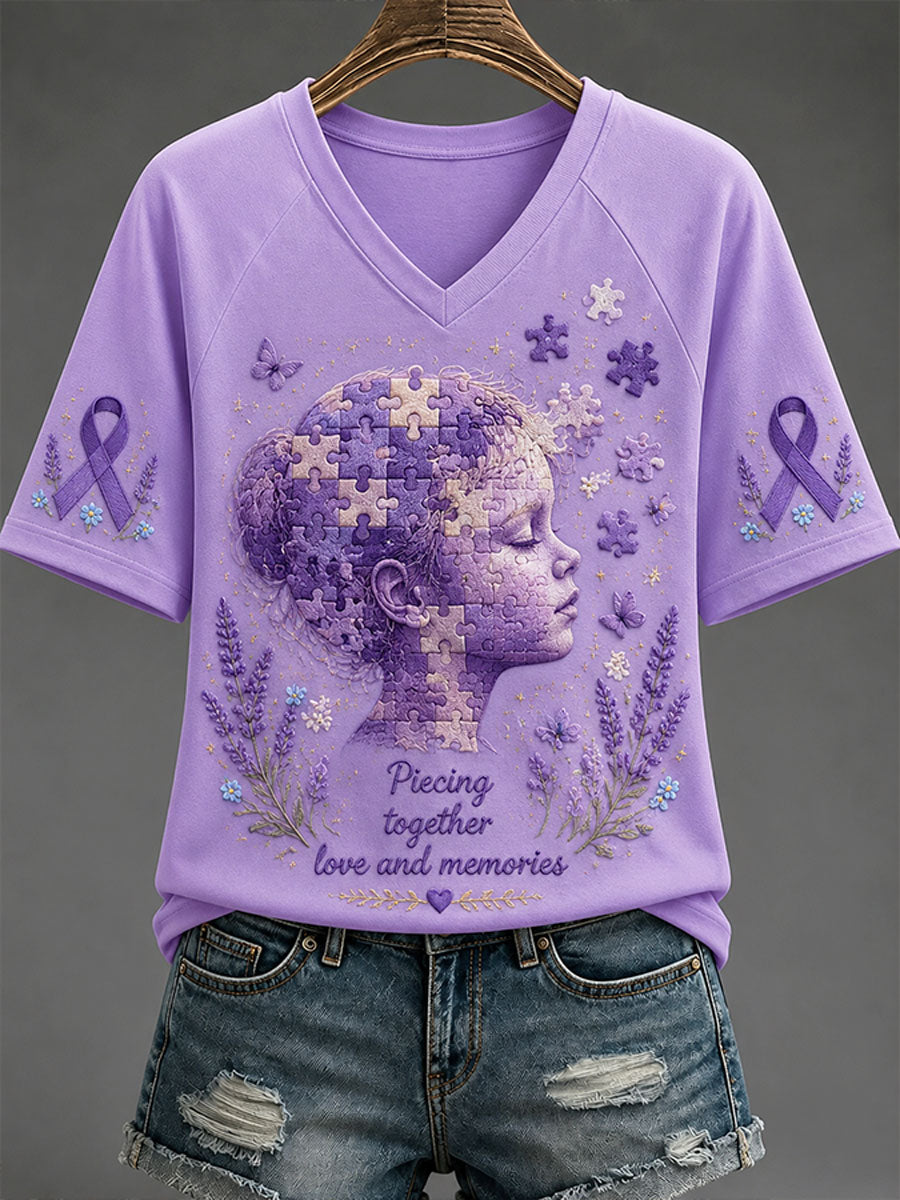 Women's "Piecing Together Love And Memories - Alzheimer's Theme" T-shirt