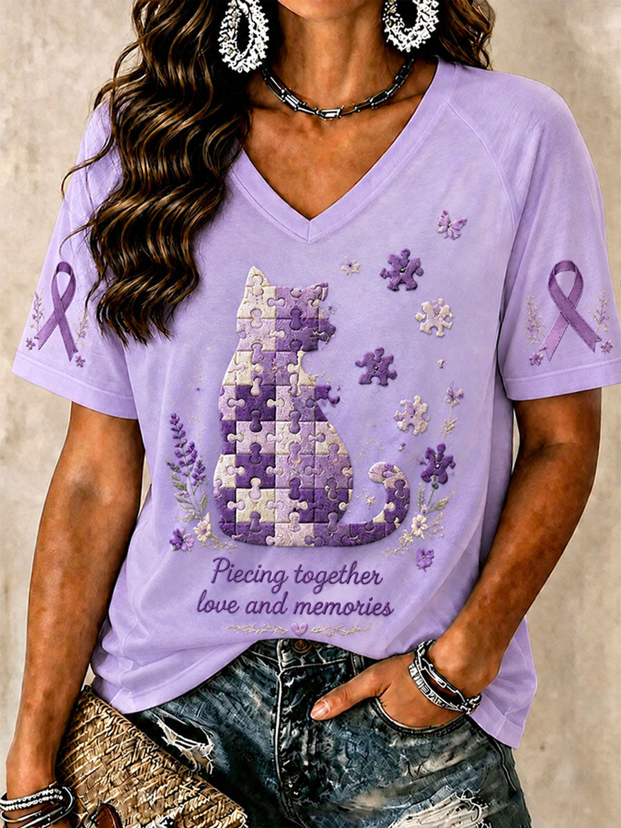 Women's "Piecing Together Love And Memories - Alzheimer's Theme" T-shirt