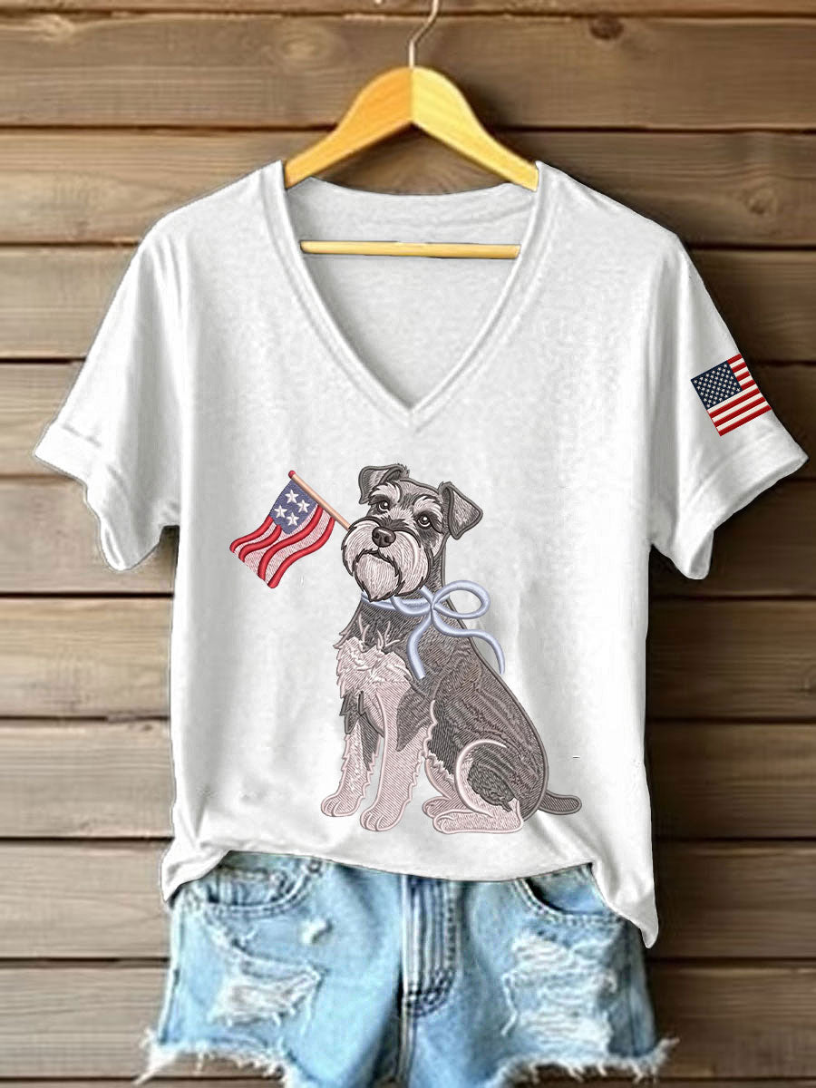 Women's Schnauzer Print Casual T-Shirt